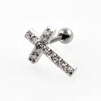 RVS Kruis Oorbel Oor Helix Tragus Kraakbeen Piercing Oorbel, Met kristal, Overige materialen, Birgitta-Gracht 33, 6465 EL Kerkrade, Nederland