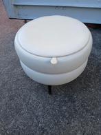 Poef naaipoef wit retro Tekoop, Ophalen of Verzenden, Gebruikt, Rond, Minder dan 50 cm