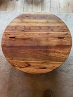Haco Hardhouten Salontafel Rond met Opbergruimte, Rond, Zo goed als nieuw, Metaal, Minder dan 50 cm