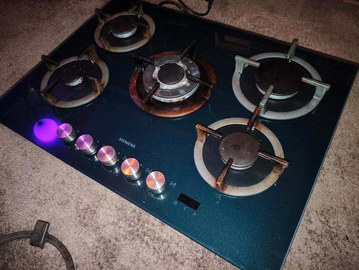 Siemens EP718QV20N/18 5-pits gaskookplaat met timers, Witgoed en Apparatuur, Fornuizen, Gebruikt, Inbouw, Gas, 5 kookzones of meer