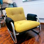 Space Age fauteuil chroom geel, Huis en Inrichting, Fauteuils, Minder dan 75 cm, Zo goed als nieuw, Ophalen