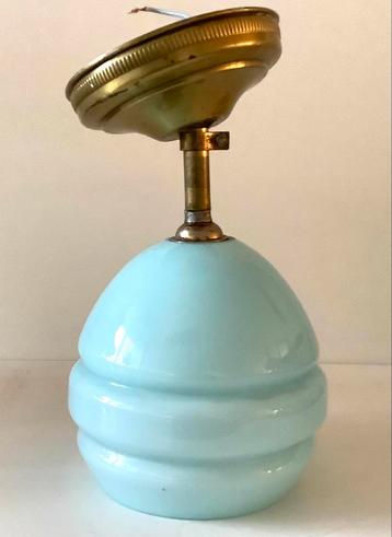 ART DECO PLAFONDLAMPJE. Zeldzaam. Groen/Blauw Glas  PERFECT! beschikbaar voor biedingen