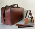 Antieke Franse leren tas dokterstas met toilettas, Antiek en Kunst, Ophalen of Verzenden