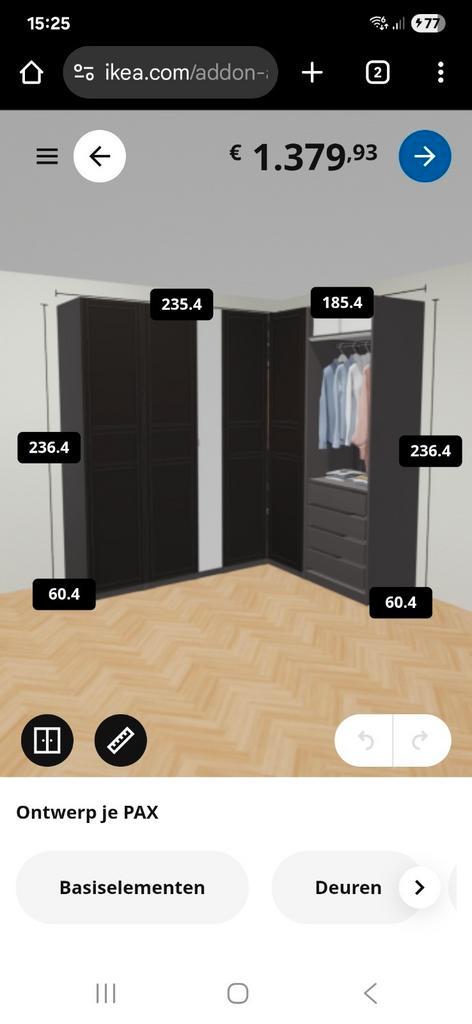 Zeer mooie en grote ikea pax hoekkast., Huis en Inrichting, Kasten | Kledingkasten, Gebruikt, 200 cm of meer, 200 cm of meer, 50 tot 75 cm