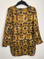 Diega lange blouse zwart geel bruin maat M abstracte print, Maat 38/40 (M), 6 rue Béranger 75003 Paris, Eshop@diega.fr, Zwart