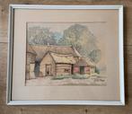 Aquarel schilderij boerderij/huis met stal J le Blanc, Antiek en Kunst, Kunst | Schilderijen | Klassiek, Ophalen