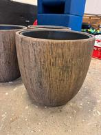 3x plantenbak houtkleurig bruin, Ophalen, Kunststof, Minder dan 60 cm, Rond