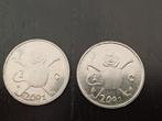 2001 Guldens  een afwijkend, Postzegels en Munten, Zilver, Overige waardes, Ophalen of Verzenden, Koningin Beatrix