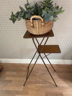 Vintage jaren 70 beamer bijzettafel, Huis en Inrichting, Tafels | Bijzettafels, Minder dan 55 cm, Rond, Zo goed als nieuw, Ophalen