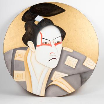 Kabuki ‘The Actor’ van Hilly Jansen (olieverf op mdf) beschikbaar voor biedingen