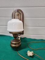 Wandlamp jaren 70 hout en messing, Huis en Inrichting, Lampen | Wandlampen, Ophalen of Verzenden, 'T Olde Gre-j, Info@toldegrej.nl