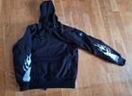 Motor hoodie maat L. Zwart, met witte vlammen., Motoren