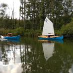 Twee roei en zeil boten met aanhanger, Watersport en Boten, Roeiboten, Ophalen, Gebruikt, Hout, Met aanhanger of trailer