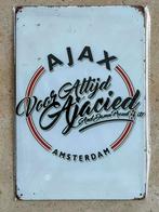 Vintage 'Ajax - Voor Altijd Ajacied' metalen bord - 20x30 cm, Verzenden, Zo goed als nieuw, Ajax, Poster, Plaatje of Sticker