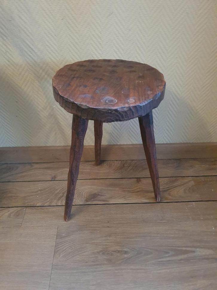 Frans brocant houten krukje, Huis en Inrichting, Krukjes, Zo goed als nieuw, Hout, Ophalen of Verzenden
