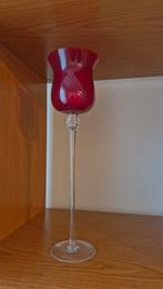 Rode waxinelichthouder op voet, Ophalen of Verzenden, Zo goed als nieuw, Overige typen