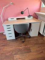 Bureau, wit gelazuurd eikeneffect/wit, 140x60 cm, Huis en Inrichting, Bureaus, Ophalen, Zo goed als nieuw, Bureau