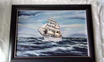 ORIGINEEL Schilderij Maritiem Boot Zeezicht Gesigneerd 1998 beschikbaar voor biedingen