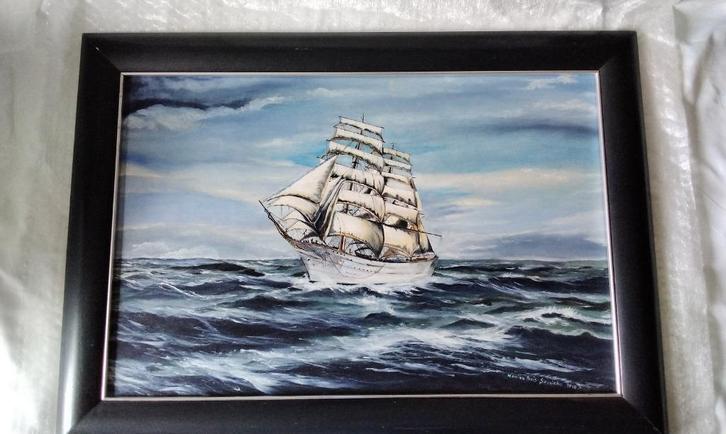 ORIGINEEL Schilderij Maritiem Boot Zeezicht Gesigneerd 1998, Antiek en Kunst, Kunst | Schilderijen | Klassiek, Ophalen