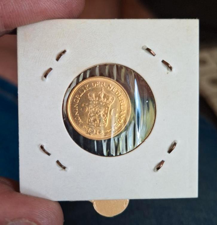 Gouden  5G Koningin Wilhelmina 1912, Postzegels en Munten, Munten | Nederland, 5 gulden, Koningin Wilhelmina, Goud, Ophalen of Verzenden