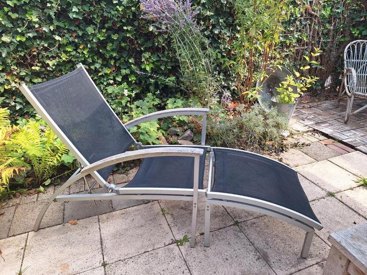 Tuinstoel,  ligstoel,  loungestoel, Tuin en Terras, Tuinstoelen, Gebruikt, Aluminium, Ophalen