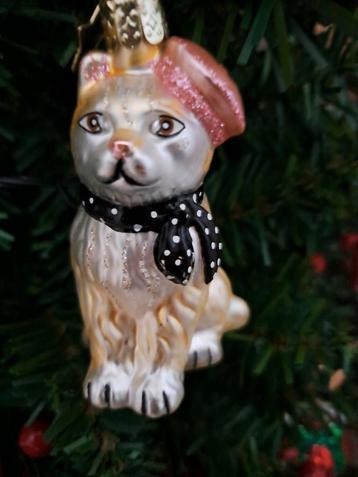 Kerstbal Vondels, kat met hoed, glas beschikbaar voor biedingen
