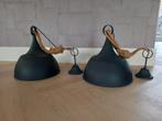 2 zwarte hanglampen met touw, Gebruikt, Ophalen of Verzenden, Minder dan 50 cm, Industrieel