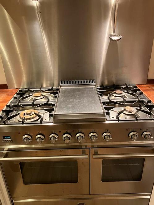 Boretti VFP104IXGAS 100cm breed, Witgoed en Apparatuur, Fornuizen, Zo goed als nieuw, Vrijstaand, Gas, 5 kookzones of meer, 90 tot 95 cm
