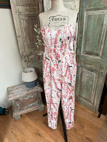 Barbarella roze gebloemde jumpsuit mt S met kaartje beschikbaar voor biedingen