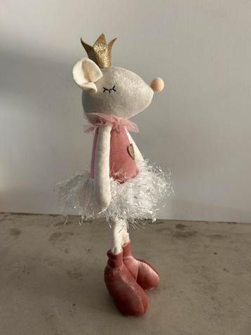 Kerst muis staande pop beeld stof kerstmuis kroon tutu roze beschikbaar voor biedingen