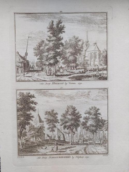 499-500 / Dorp Heykoop - Heijkoop en Schoonrewoerd, Antiek en Kunst, Kunst | Etsen en Gravures, Ophalen of Verzenden