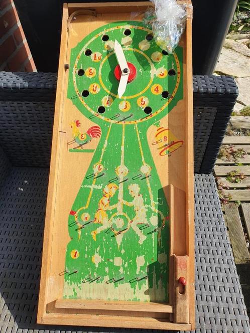 Grappig vintage trekbiljart / knikkerspel van het merk HOMAS, Antiek en Kunst, Antiek | Speelgoed, Ophalen of Verzenden