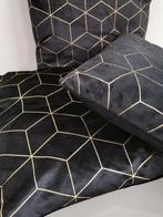 Xenos 3 stuks kussentjes 45x45cm fluweel. Zwart/goud., Ophalen of Verzenden, Zo goed als nieuw, Zwart, Vierkant