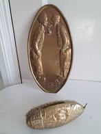 Antieke Messing Borstel en Wanddecoratie, Antiek en Kunst, Curiosa en Brocante, Ophalen of Verzenden