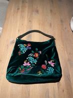 Paula Rossi fluwelen tas velvet green flower bag., Sieraden, Tassen en Uiterlijk, Tassen | Damestassen, Ophalen of Verzenden, Gebruikt