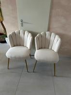 2x Schelp stoelen Teddy - Bouclé stof - creme beige - goud, Huis en Inrichting, Stoelen, Ophalen, Twee, Overige kleuren, Zo goed als nieuw