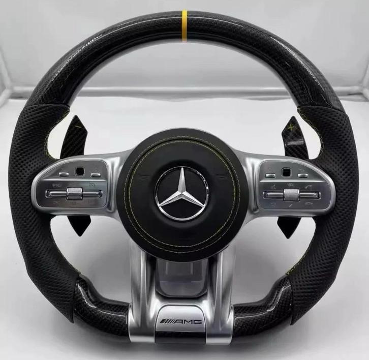 Mercedes upgrade AMG custom carbon leed stuur DIK geel, Auto diversen, Tuning en Styling, Ophalen of Verzenden