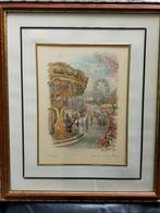 Aquarellen P. Le Jeune - Twee Schilderijen, Ophalen of Verzenden