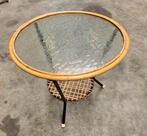 2x vintage tafeltje rotan met glazen blad, Huis en Inrichting, Tafels | Bijzettafels, Ophalen, Minder dan 55 cm, Gebruikt, Rond