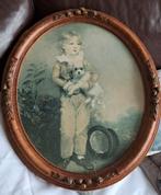 Schilderij Kind met Hondje in Houten Lijst, Ophalen of Verzenden