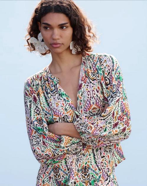 Blouse met print Zara aztec Geisha, Kleding | Dames, Blouses en Tunieken, Zo goed als nieuw, Maat 34 (XS) of kleiner, Overige kleuren