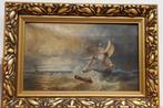 zeegezicht storm op zee gesign. J.V.R. antiek schilderij b2, Ophalen of Verzenden