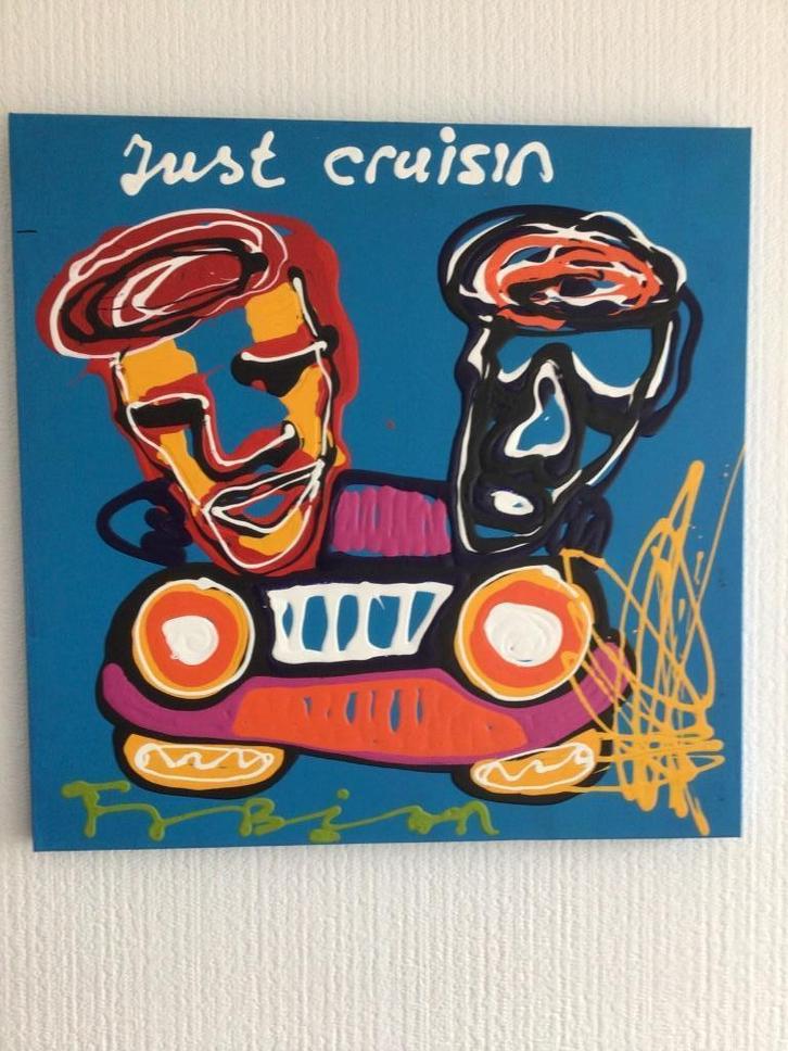 Just Cruisin, van Fabian (leerling van Herman Brood), Antiek en Kunst, Kunst | Schilderijen | Modern, Ophalen of Verzenden