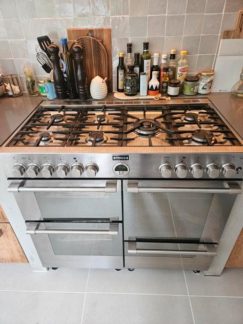 Stoves R1000DFT stainless steel 100 cm breed, Witgoed en Apparatuur, Fornuizen, Gebruikt, Vrijstaand, Gas, 5 kookzones of meer
