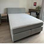 Boxspring Grijs 160x200 (incl topper) - amper gebruikt, Ophalen, Tweepersoons, Zo goed als nieuw, 200 cm
