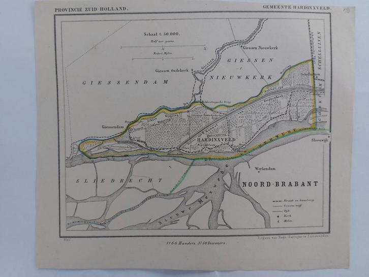 58 / Hardinxveld  Werkendam Giessen Nieuwkerk Giessendam, Antiek en Kunst, Kunst | Litho's en Zeefdrukken, Ophalen of Verzenden