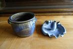 mooi blauwe geglazuurde pot van aardewerk met oortjes, Ophalen of Verzenden