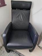 Zwart leren stoel, Huis en Inrichting, Fauteuils, Ophalen, Gebruikt, 50 tot 75 cm, Leer