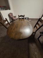 Antiek Eikenhouten Eettafel met 4 stoelen, Ophalen