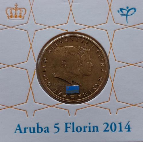 Aruba 5 florin penning 2014., Postzegels en Munten, Munten | Nederland, Losse munt, Ophalen of Verzenden
